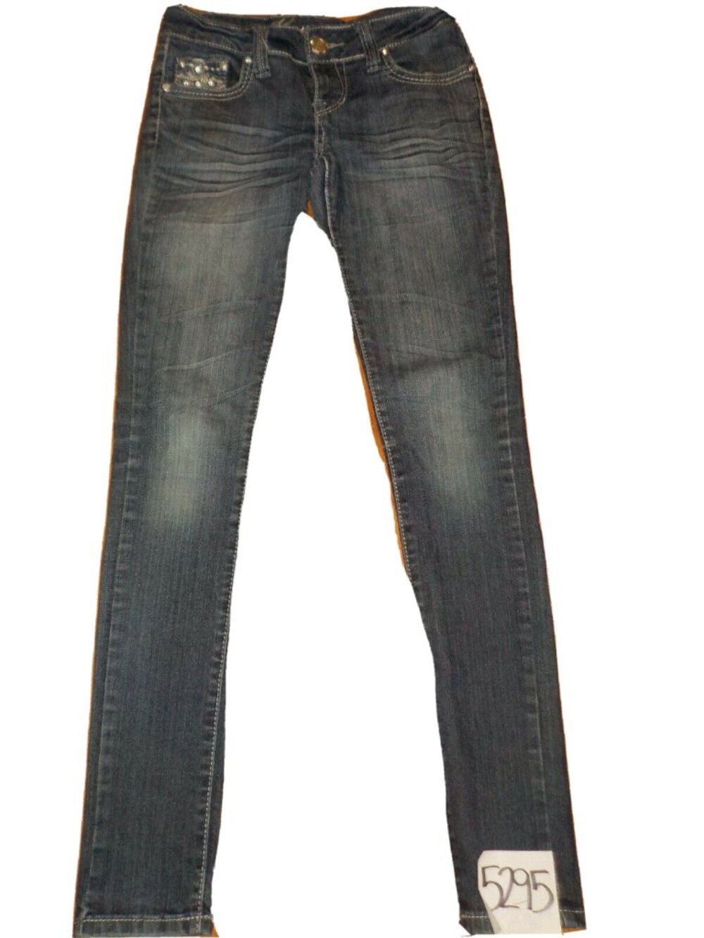 How My Jeans Super Skinny Stretchy Denim Studded Stitched Womens Size 1 /26 x 32